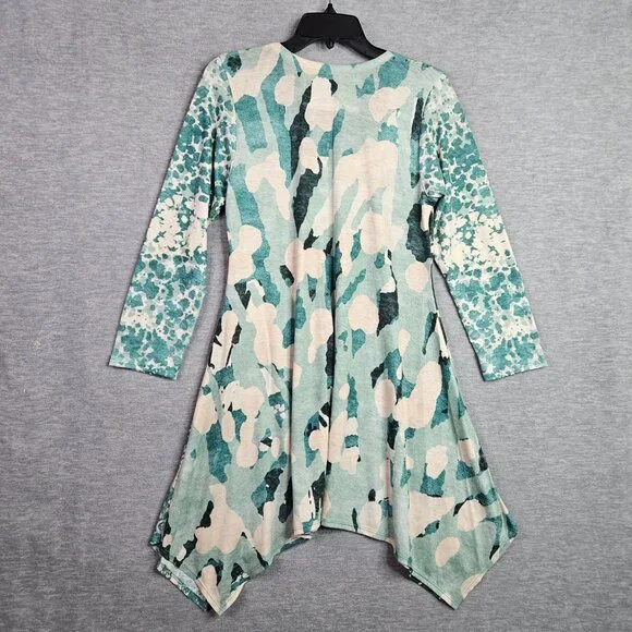 Amma Design Women's Colorful Abstract Mini Blue Dress Made in the USA Sz M - Picture 4 of 8